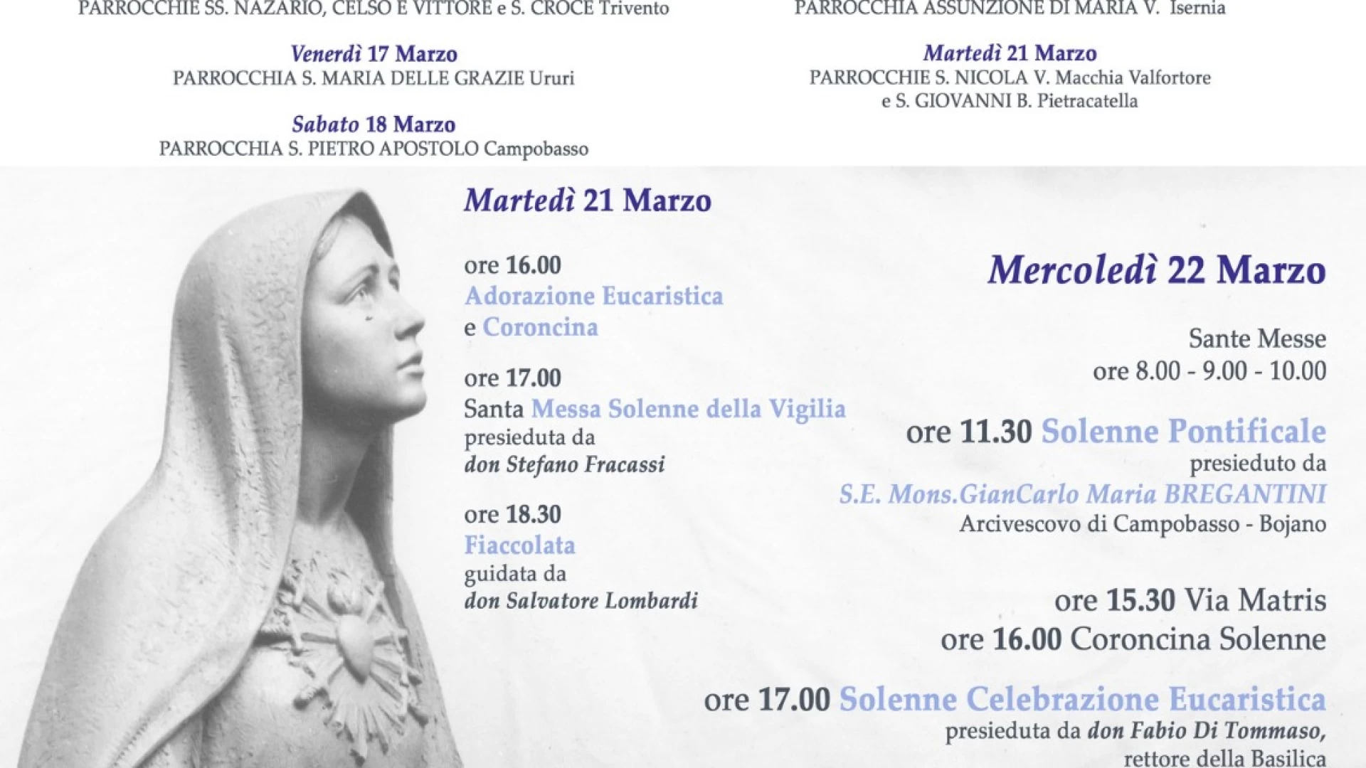 Apparizione Madonna Castelpetroso, il programma degli eventi per il 135°anniversario